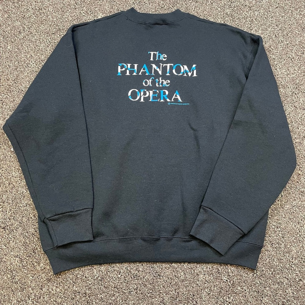 Vintage 1986 Phantom of the Opera Sweatshirt Fruit of the Loom Black Large Mask - Picture 3 of 7